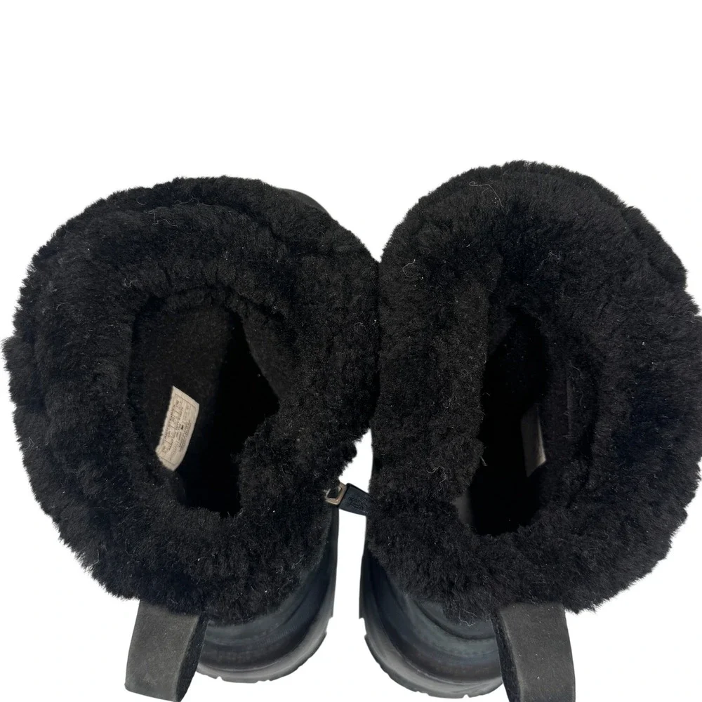 The North Face Chilkat Women's Snow Boots Black Leather Faux Fur 6.5 Waterproof